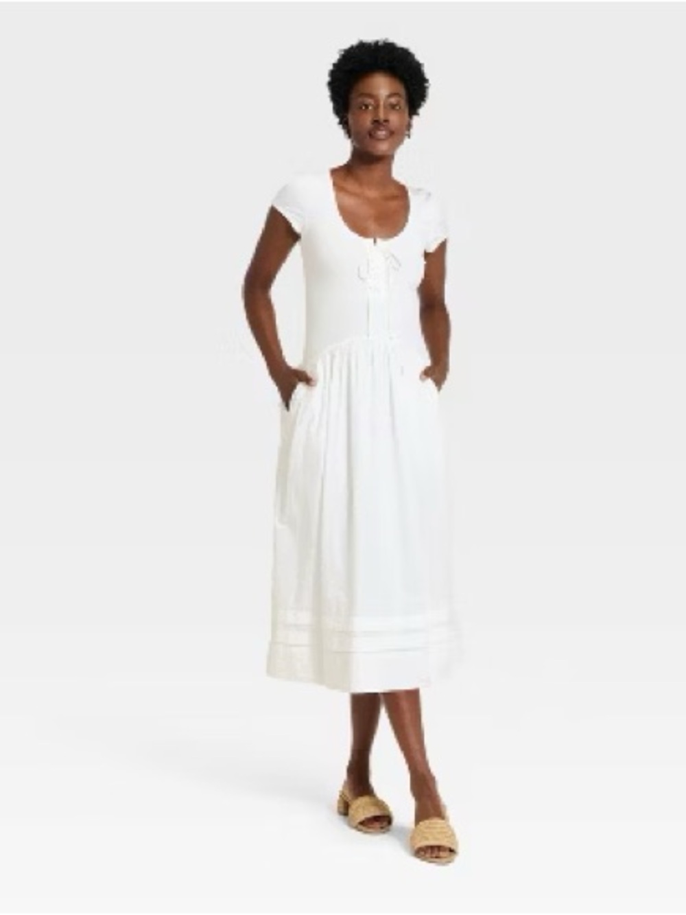 Universal Thread White Maxi Dress with Tie-Front